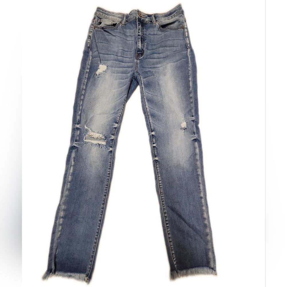 KanCan, Light Blue Wash, Distressed, High Waisted, Skinny Stretch Jeans, 11/29 - Picture 2 of 9